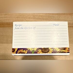 Vintage Recipe Cards - Sunflower Border - Blank